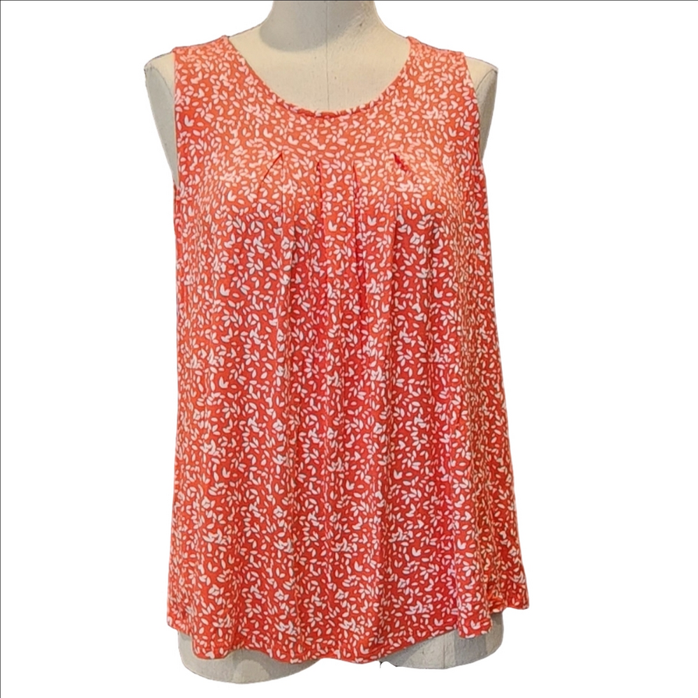 Croft & Barrow Orange and White Design Sleeveless Blouse